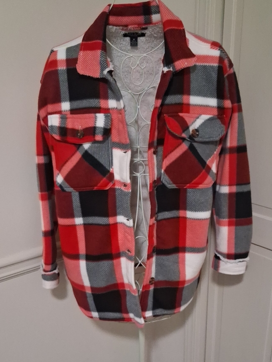 Helium Jackets & Blazers - Helium London Sherpa-Lined Plaid Shacket in Red, Black & White